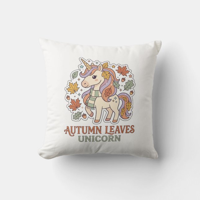 Coussin Licorne Feuilles D'automne Licorne Conception Grap (Recto)