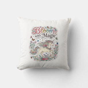 Coussin Licorne Fleurir avec la Typographie Vectorielle Pr