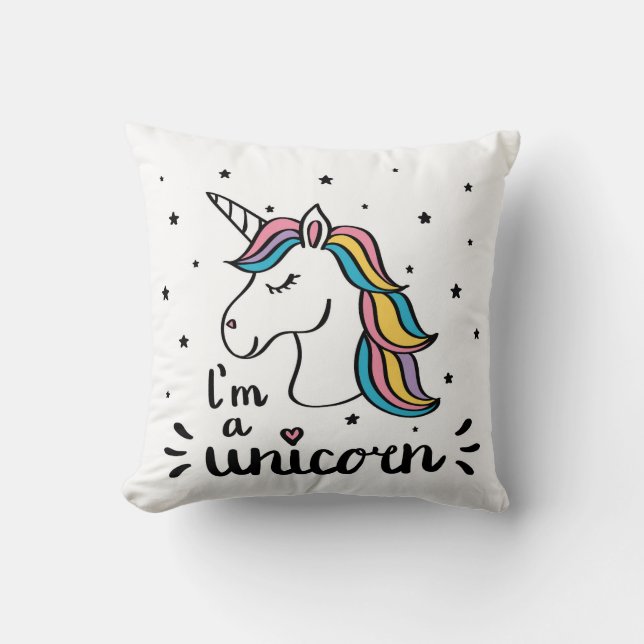 Coussin Licorne | je suis une licorne (Recto)