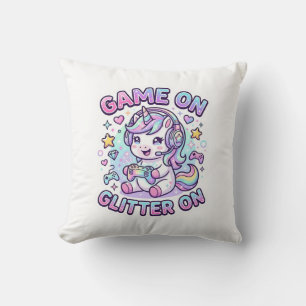 Coussin Licorne Jeu Sur Paillettes Sur Graphisme Marchandi