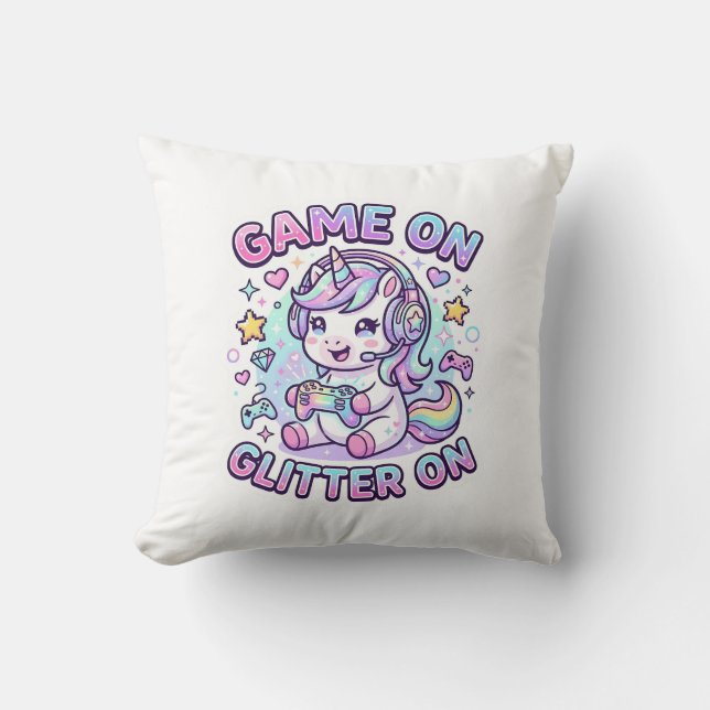 Coussin Licorne Jeu Sur Paillettes Sur Graphisme Marchandi (Recto)