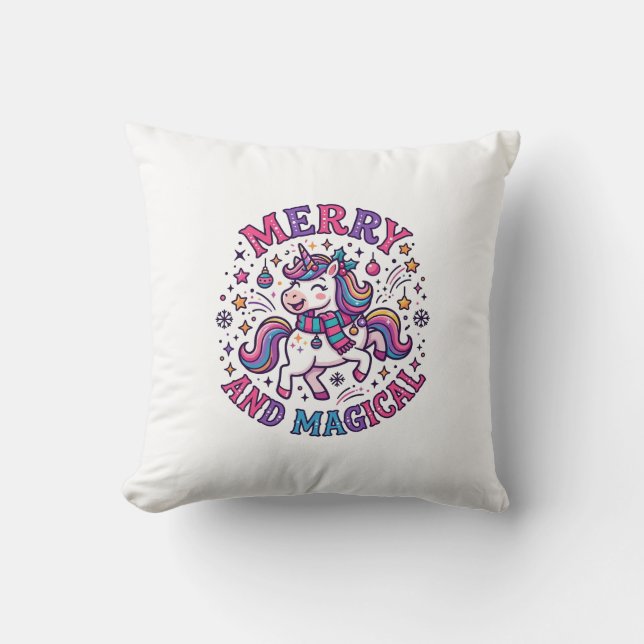 Coussin Licorne Joyeuse et Magique (Recto)