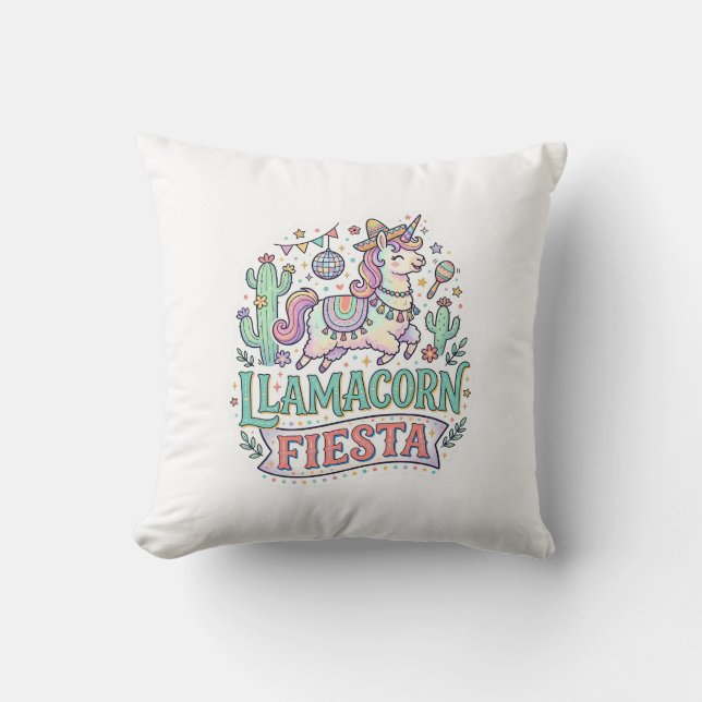 Coussin Licorne Llamacorn Fiesta Premium Vector POD Artwor (Recto)