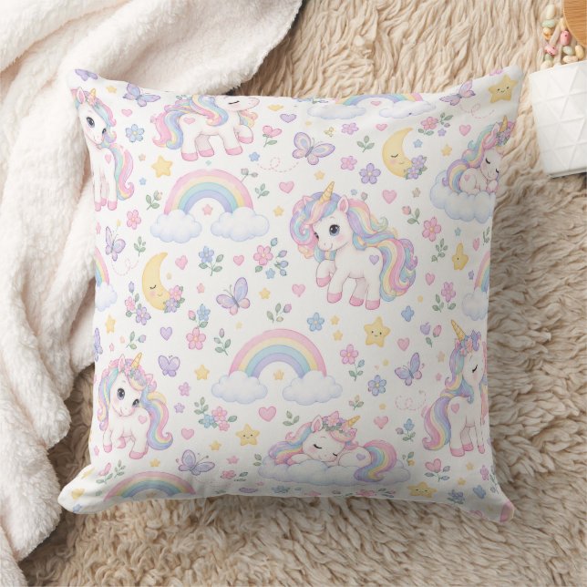 Coussin Licorne Magique, Arc-en-Ciel & Design Céleste (Couverture)