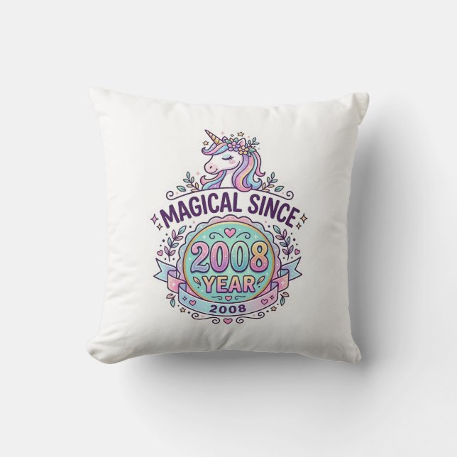 Coussin Licorne Magique Depuis Année Graphisme Zazzle D (Recto)