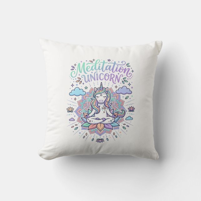 Coussin Licorne Méditation Licorne Fond Blanc Vecteur (Recto)
