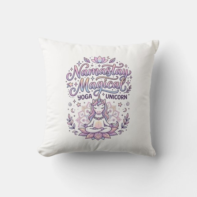 Coussin Licorne Namastay Magique Adorable Typographie Conc (Recto)