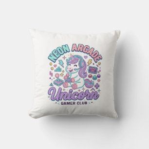 Coussin Licorne Néon Arcade Licorne Produit de Style Rétro