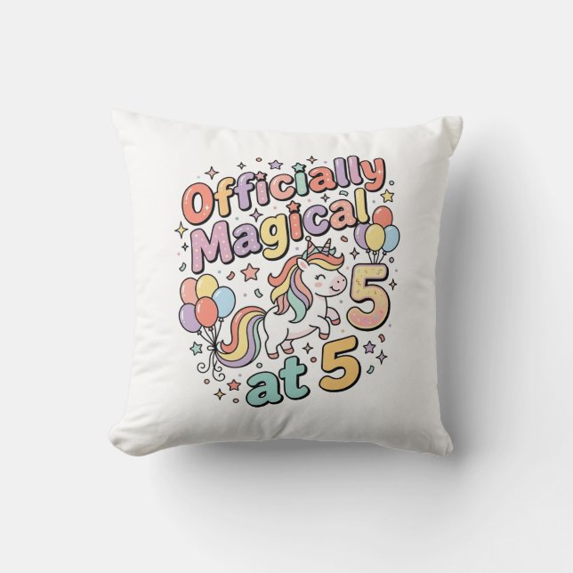 Coussin Licorne officiellement magique à 5 conceptions bla (Recto)