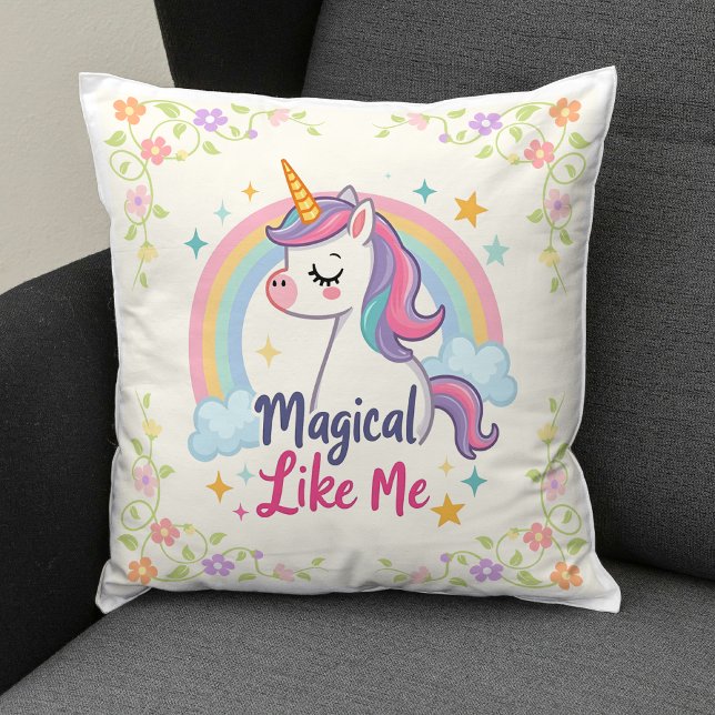Coussin Licorne pastel magique avec arc-en-ciel  (Créateur téléchargé)