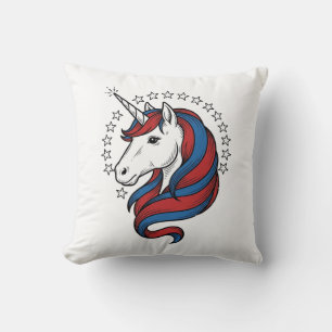 Coussin Licorne Patriotique Gravure Vintage Design Vectori