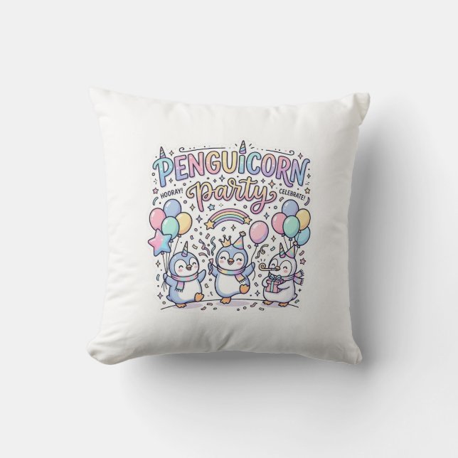 Coussin Licorne Penguicorne Fête Vecteur Premium Vector De (Recto)
