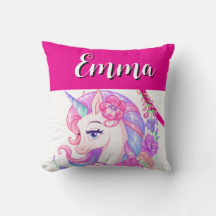 Coussin licorne & personnalisez votre nom 