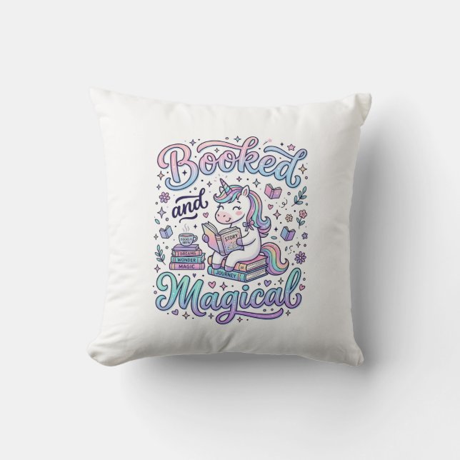 Coussin Licorne Réservée et Idée de Cadeau Magique Typogra (Recto)