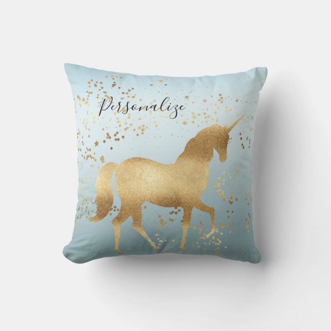 Coussin Licorne rêveuse d'or (Recto)