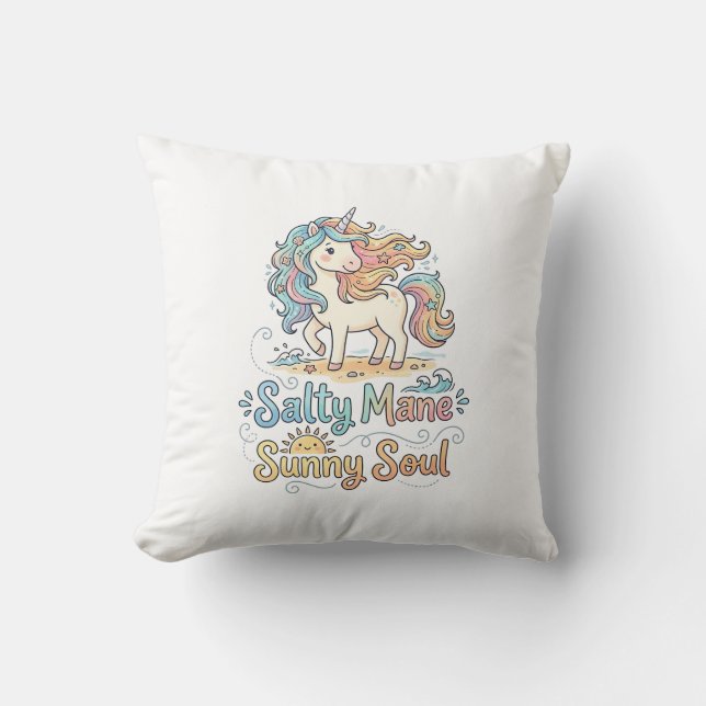 Coussin Licorne Salée Crinière Âme Ensoleillée Conception  (Recto)