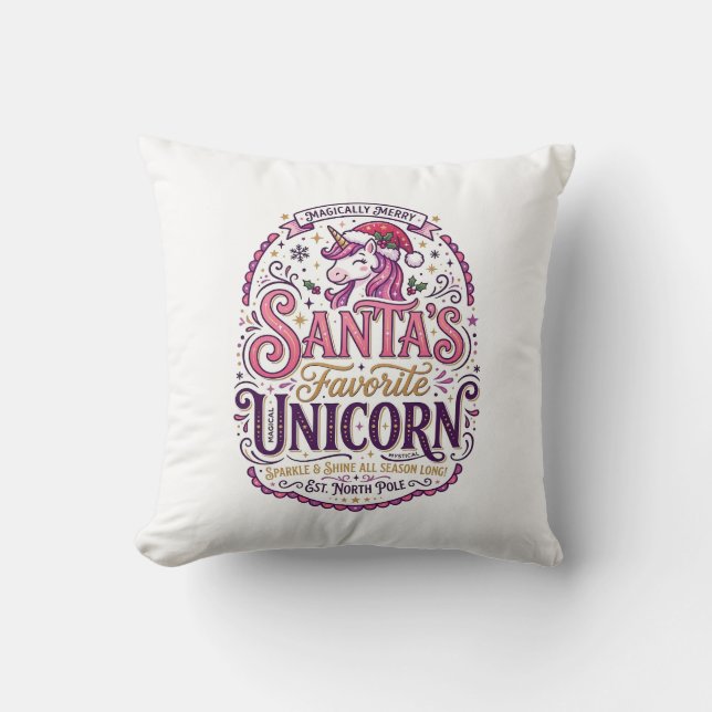 Coussin licorne Santa's licorne préférée (Recto)