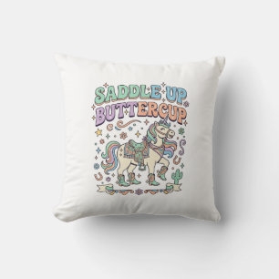 Coussin Licorne Sellez Buttercup Kawaii Typographie Desi