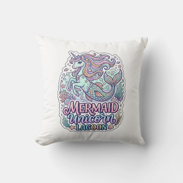 Coussin Licorne Sirène Licorne Lagune Conception Graphique (Recto)