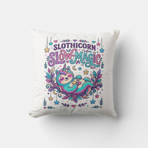 Coussin Licorne Slothicorne Magie Lente Marché Coloré