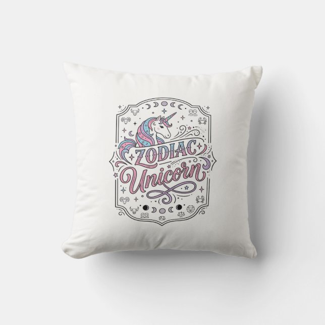 Coussin Licorne Zodiaque Licorne Conception De Cadeau Ludi (Recto)