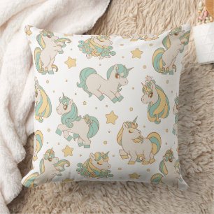 Coussin Licornes célestes & motif d'étoiles