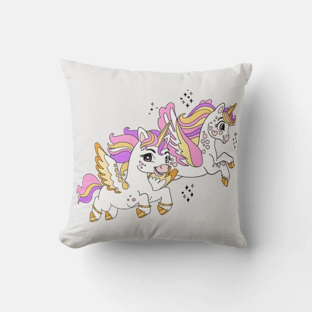 Coussin Licornes volantes mignonnes  (Recto)