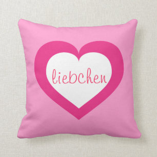 Coussin Liebchen coeur blanc et rose chaud