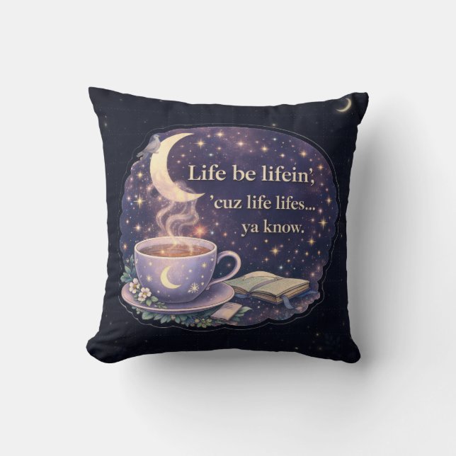 Coussin Life Be Lifein’ –  Quote + Pigeonne Logo - V1. 2- (Recto)