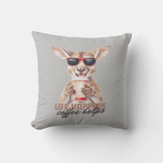 Coussin Life Happens Coffee Aide Kangaroo Cushion