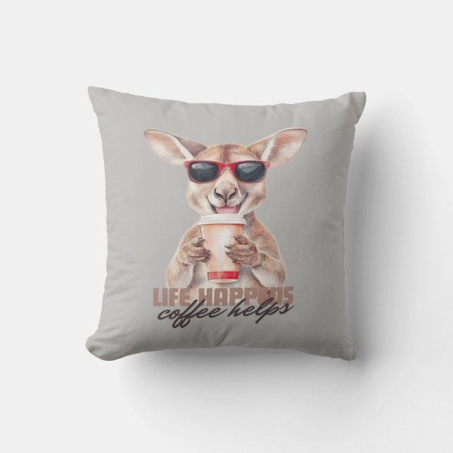 Coussin Life Happens Coffee Aide Kangaroo Cushion (Recto)