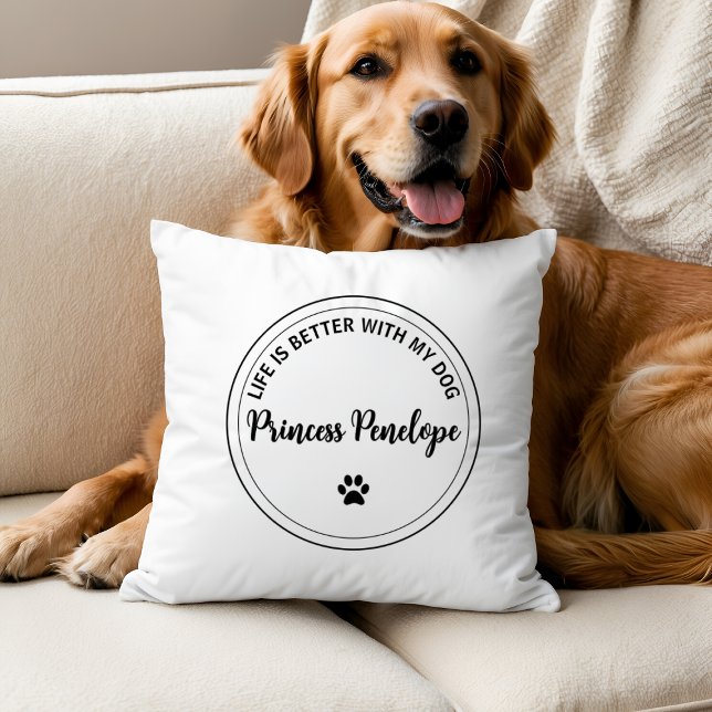 Coussin Life Is Better With My Dog Personalized Pillow (Créateur téléchargé)