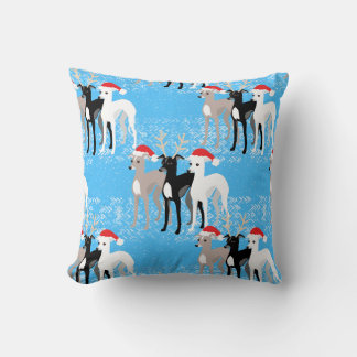 Coussin L'Iggy de Noël Greyhounds italien dans la neige