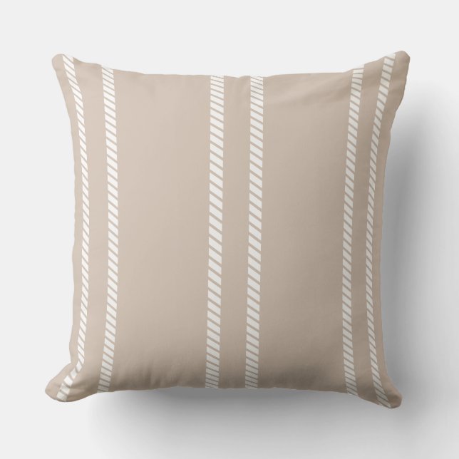 Coussin Light Brown with Stripes Throw Pillow (Recto)