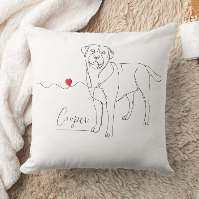 Coussin Ligne artistique de retriever avec nom (Couverture)