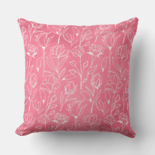 Coussin Ligne artistique florale rose