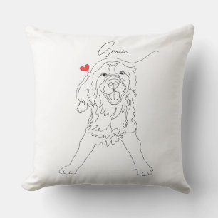Coussin Ligne artistique pour Golden Retriever avec nom