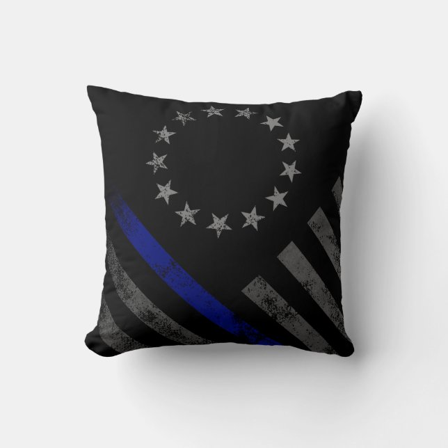 Coussin Ligne bleue Style Vintage drapeau américain (Recto)