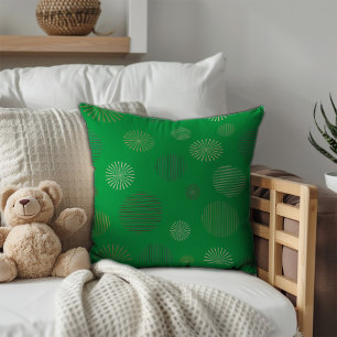 Coussin Ligne circulaire géométrique vintage motif vert