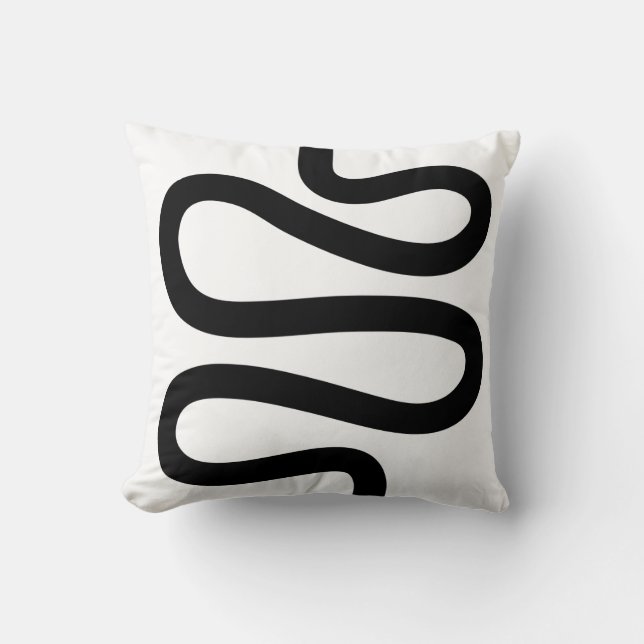 Coussin Ligne courbe - Noir sur Blanc (Recto)