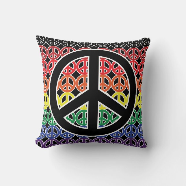 Coussin Ligne d'arc-en-ciel de symbole de paix (Recto)