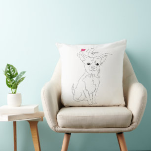 Coussin Ligne d'art pour Chihuahua avec nom