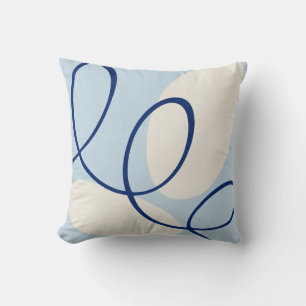 Coussin Ligne de cobalt Pastel Bleu Abstrait