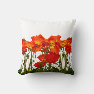 Coussin Ligne de coquelicots rouges isolatedart, arrière -