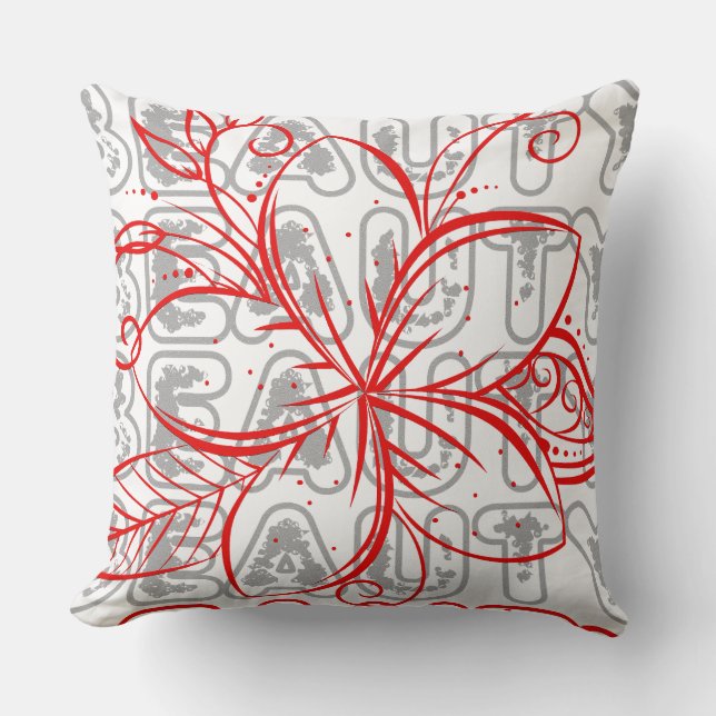 Coussin Ligne de fleurs de beauté Design de typographie (Recto)