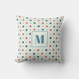 Coussin Ligne de point bleu étoile rouge Motif géométrique