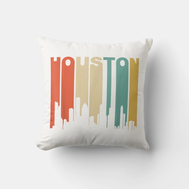 Coussin Ligne d'horizon de Houston Texas Style Rétro Année (Recto)