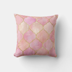 Coussin Ligne d'or marocaine : Aquarelle rose