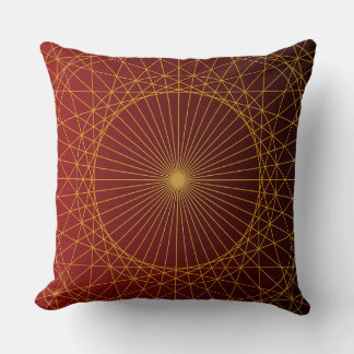 Coussin Ligne dorée géométrique dégradé rouge moderne luxe