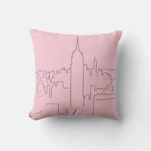Coussin Ligne minimale rose de New York